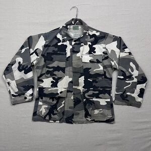 1986 US Military Cold Weather Woodland Camouflage Combat Coat Jacket White Black